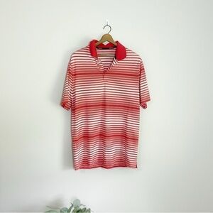 [Nike] Men's Orange & White Striped Polo Short Sleeve Shirt